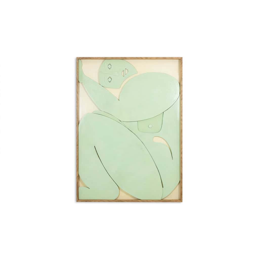 Panneau sculpté en laque de couleur céladon. Contemporain. LS61863368P 3