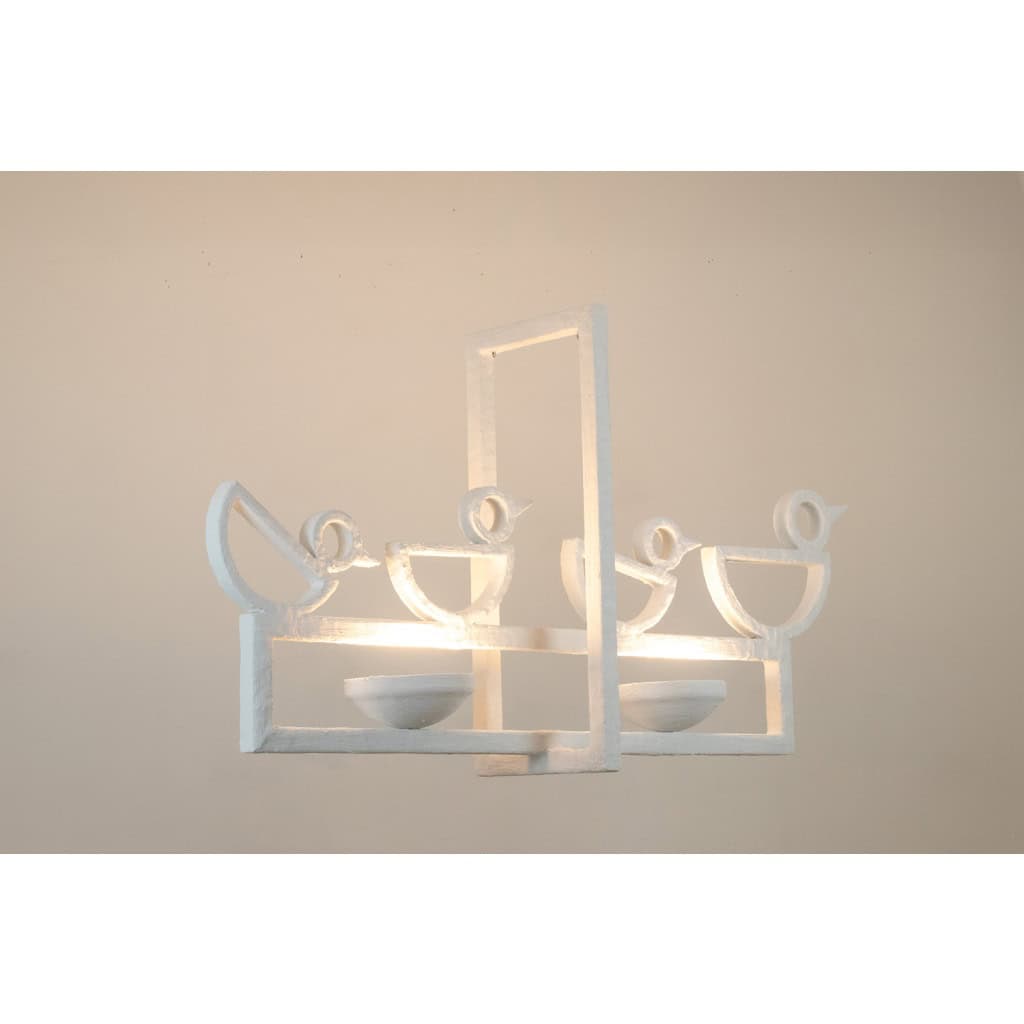 Lustre en plâtre de forme rectangulaire à décor d’oiseaux.LS62652409P 4