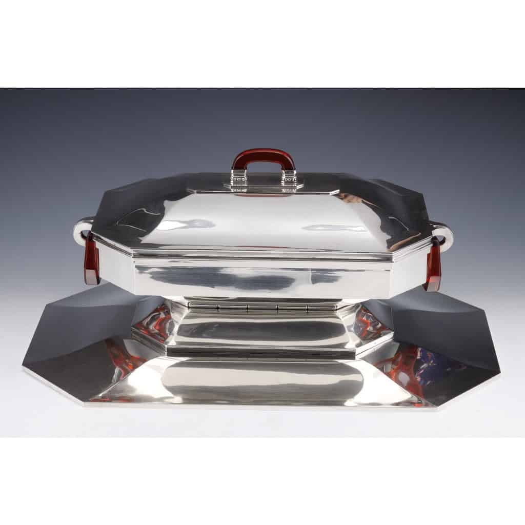 Orfèvre Auguste LEROY – Centre de table en argent massif circa 1930 4