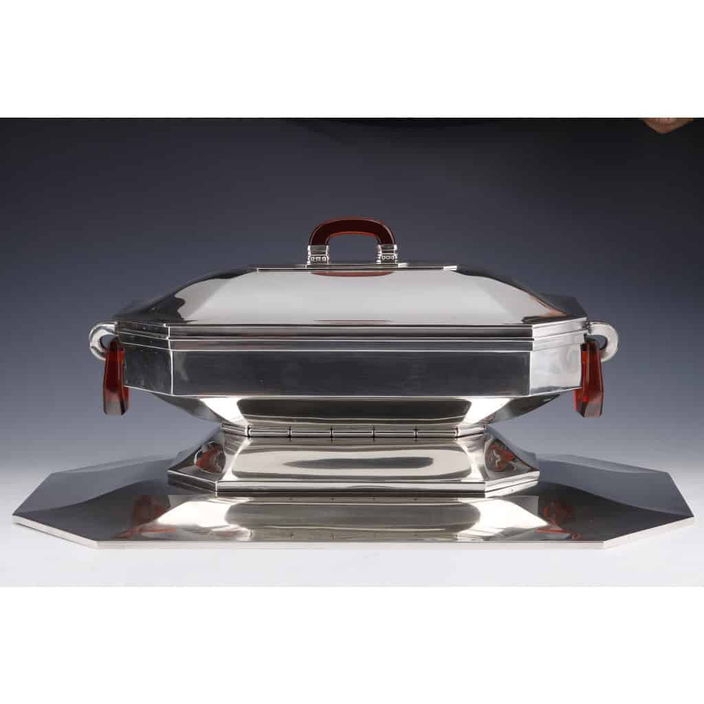 Orfèvre Auguste LEROY – Centre de table en argent massif circa 1930 3