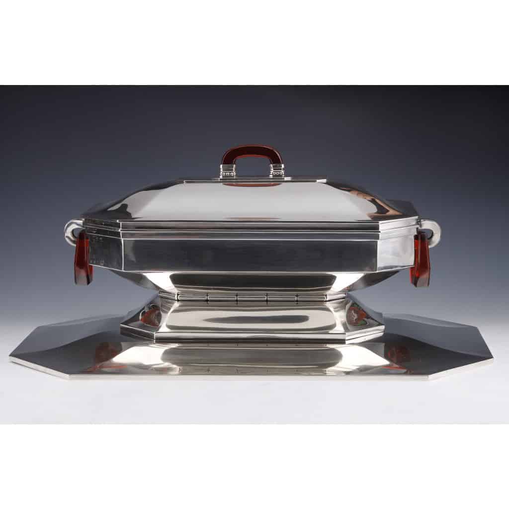 Orfèvre Auguste LEROY – Centre de table en argent massif circa 1930 6