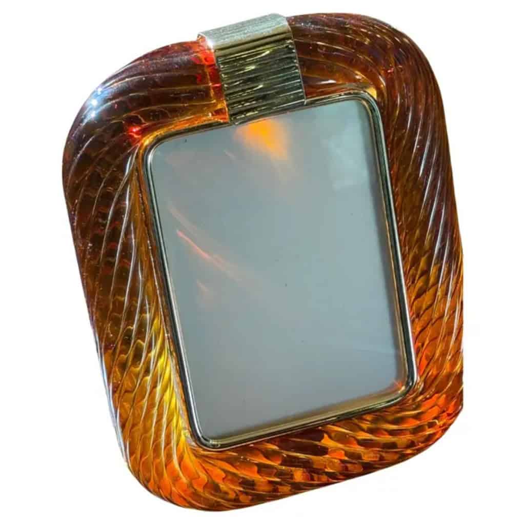 Cadre photo en verre de Murano torsadé ambré orange. 3