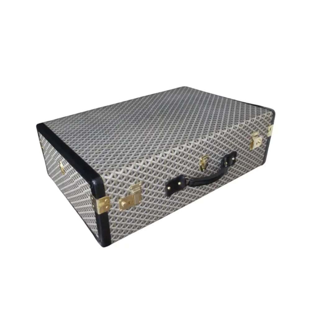 Valise ou malle Goyard en toile à chevrons de 80 cm 3