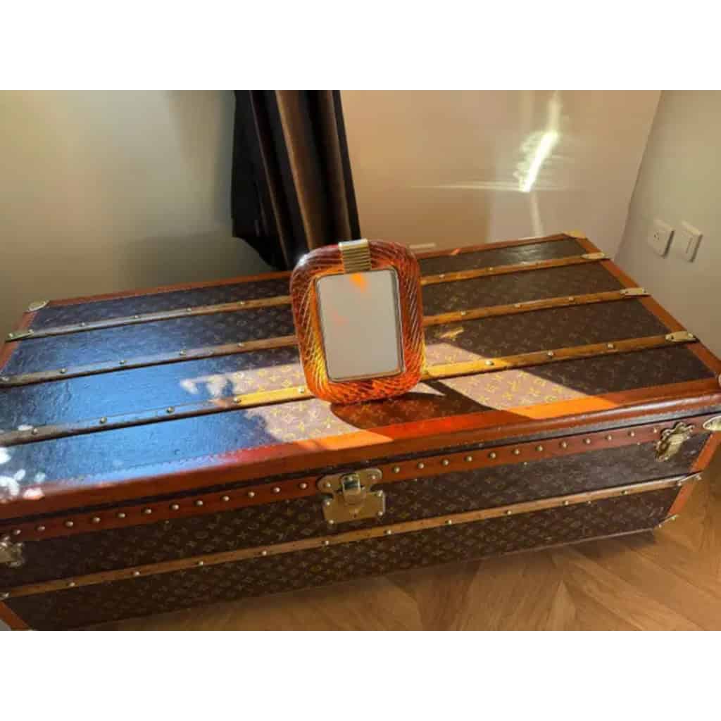 Cadre photo en verre de Murano torsadé ambré orange. 12