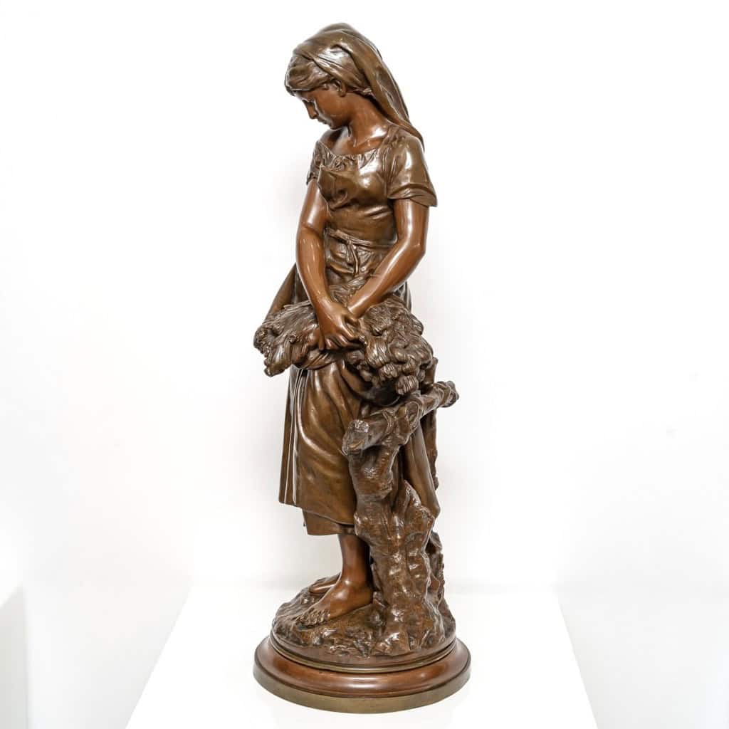Sculpture – Jeune Fille à La Gerbe De Blé , Mathurin Moreau (1822-1912) – Bronze 4