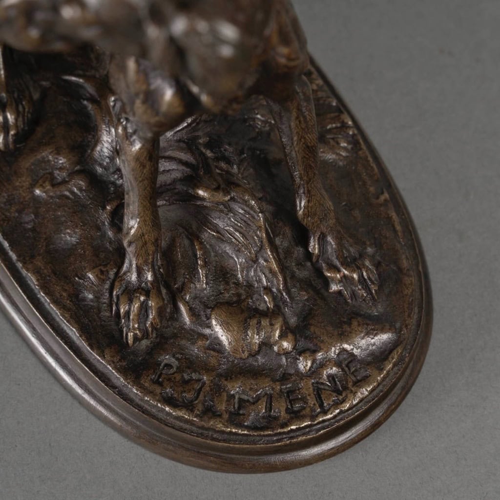 Sculpture – Chienne Épagneul (Diane) , Pierre – Jules Mêne (1810-1879) – Bronze 9