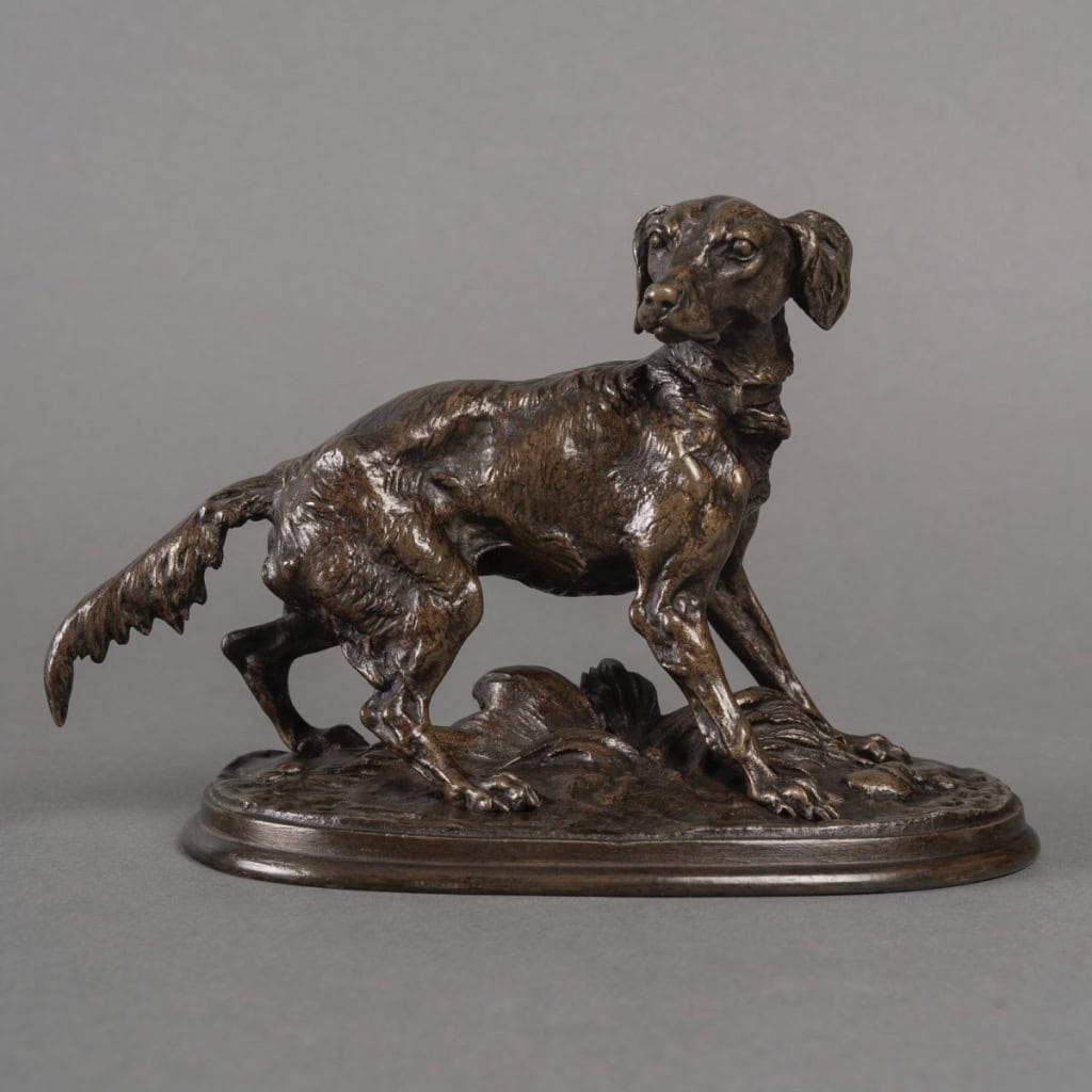 Sculpture – Chienne Épagneul (Diane) , Pierre – Jules Mêne (1810-1879) – Bronze 3