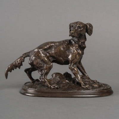 Sculpture – Chienne Épagneul (Diane) , Pierre – Jules Mêne (1810-1879) – Bronze