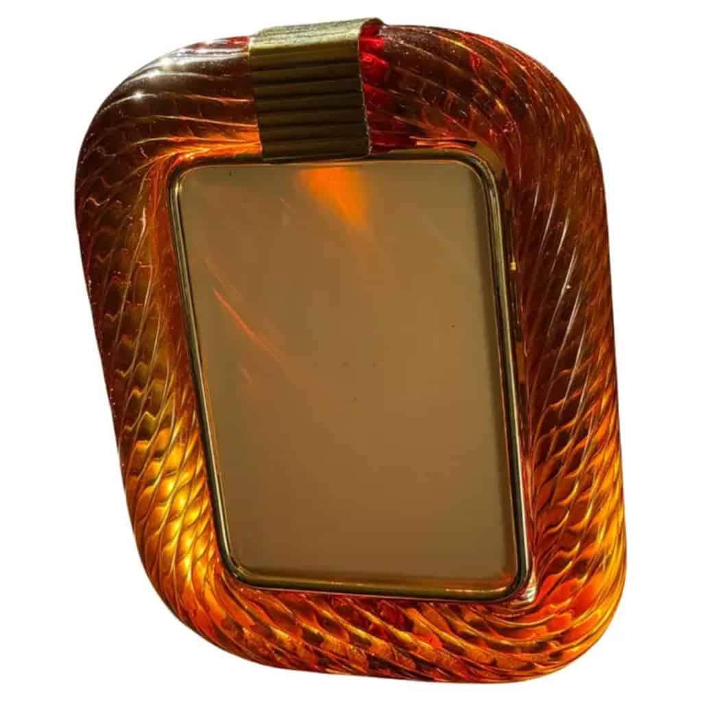 Cadre photo en verre de Murano torsadé ambré orange. 16