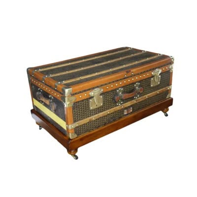 Malle Moynat des années 1930, avec motif M, Malle de voyage Moynat de 90 cm, Malle Moynat