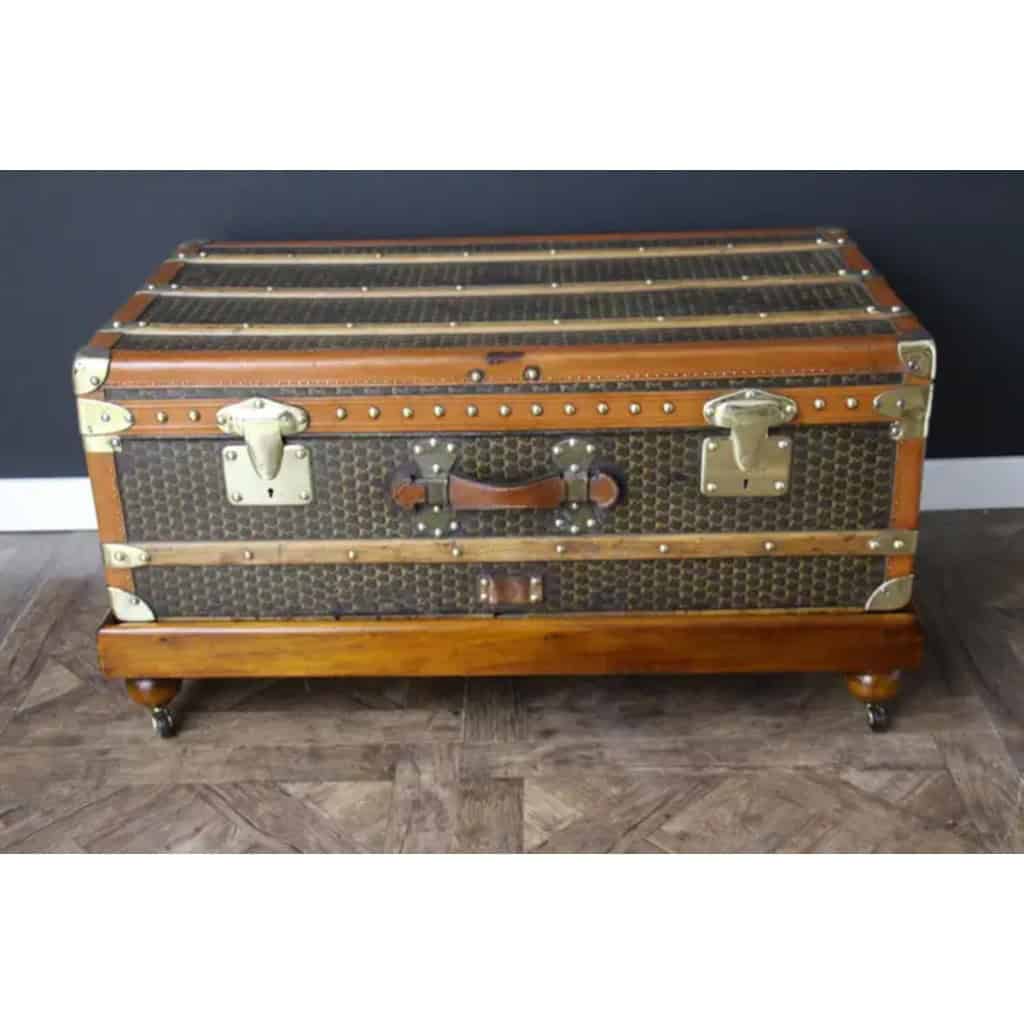 Malle Moynat des années 1930, avec motif M, Malle de voyage Moynat de 90 cm, Malle Moynat 4