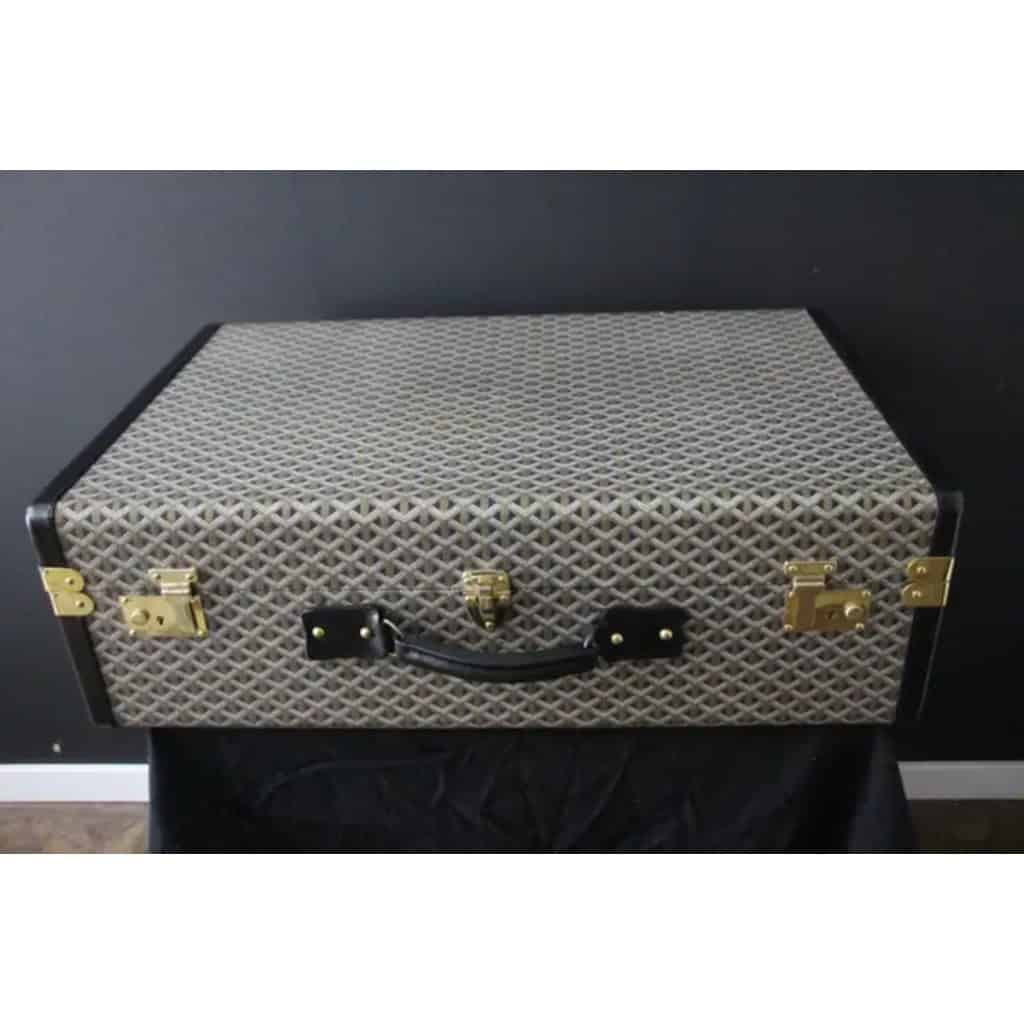 Valise ou malle Goyard en toile à chevrons de 80 cm 4
