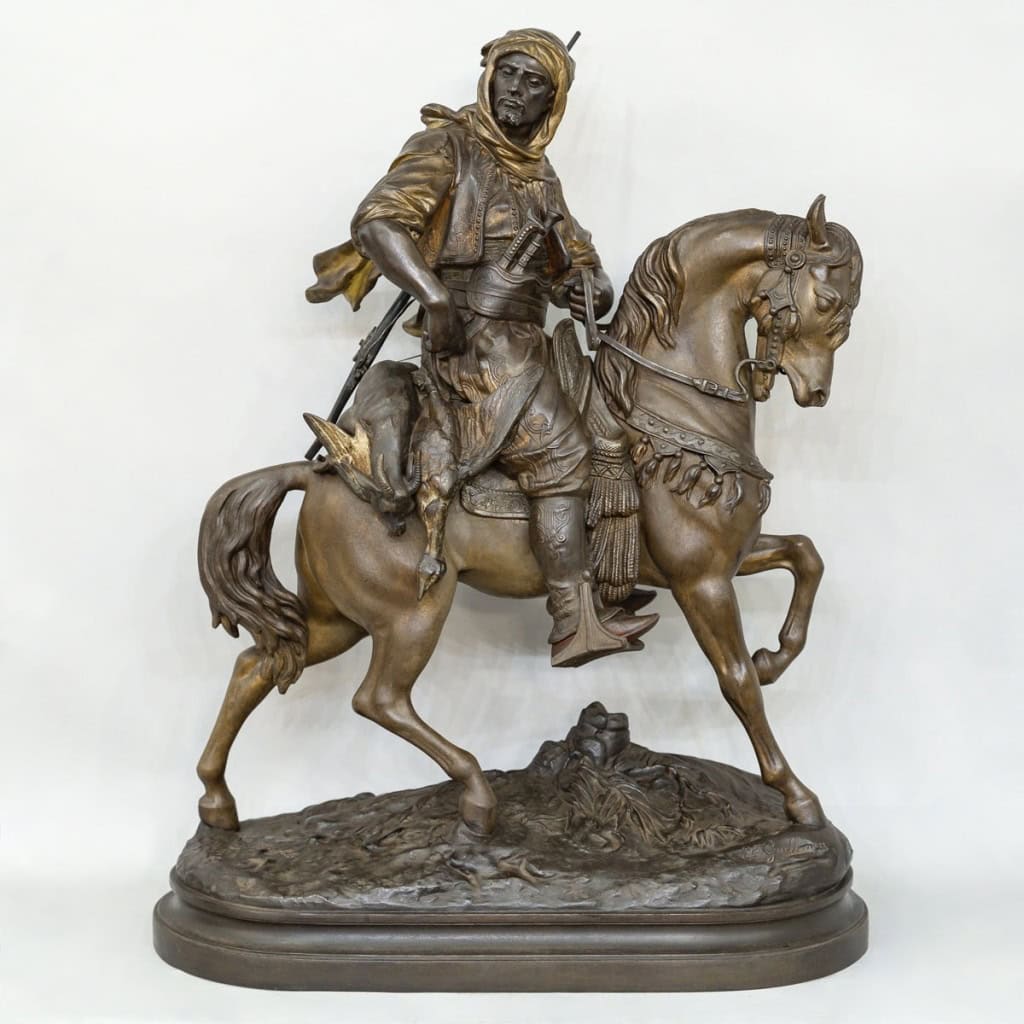 Cavalier Arabe En Retour De Chasse , Alfred Barye (1839-1882) Et Émile Guillemin (1841-1907) 3
