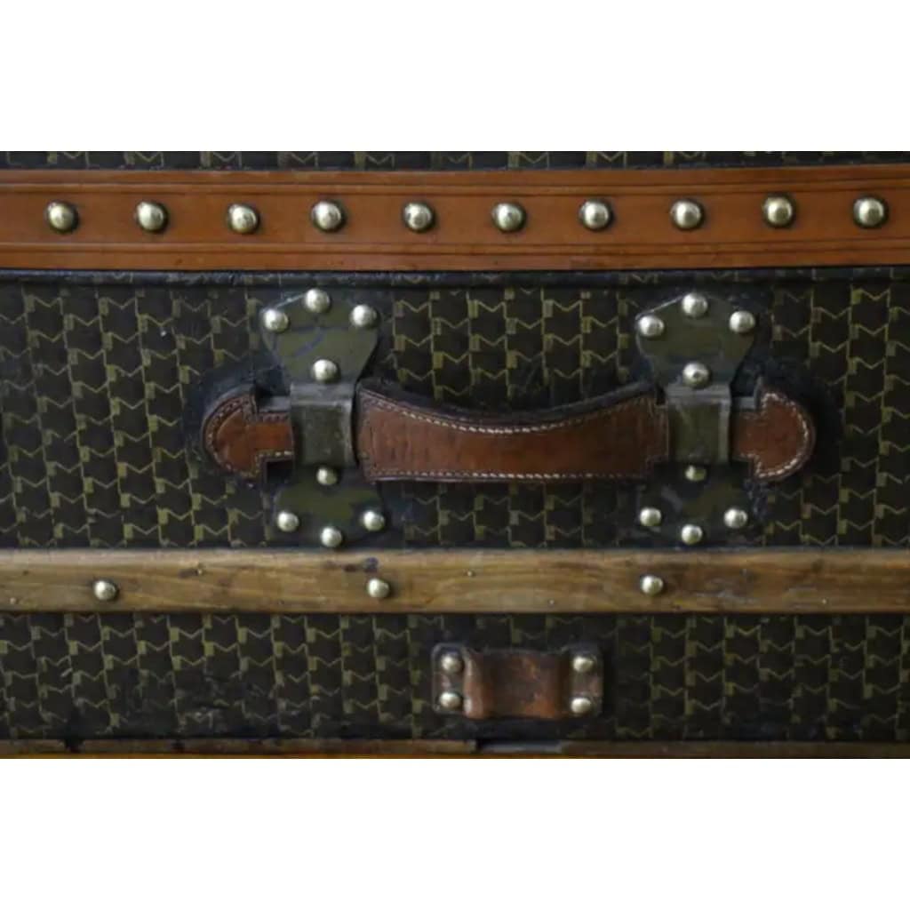 Malle Moynat des années 1930, avec motif M, Malle de voyage Moynat de 90 cm, Malle Moynat 5