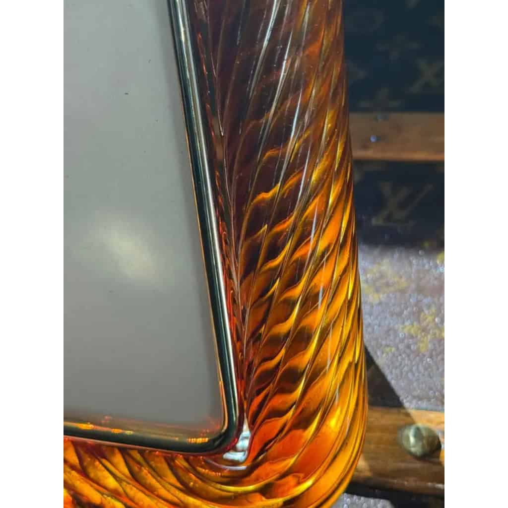 Cadre photo en verre de Murano torsadé ambré orange. 6