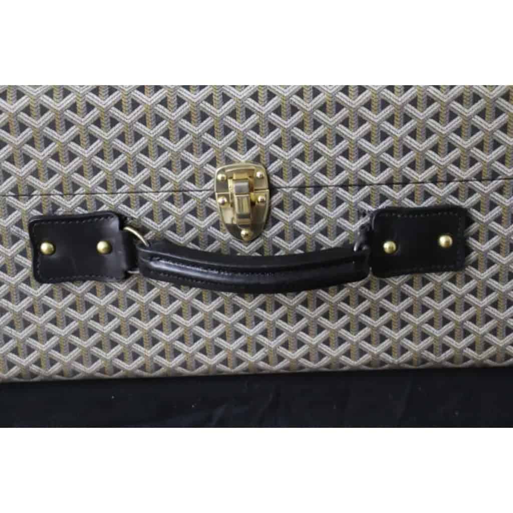 Valise ou malle Goyard en toile à chevrons de 80 cm 6