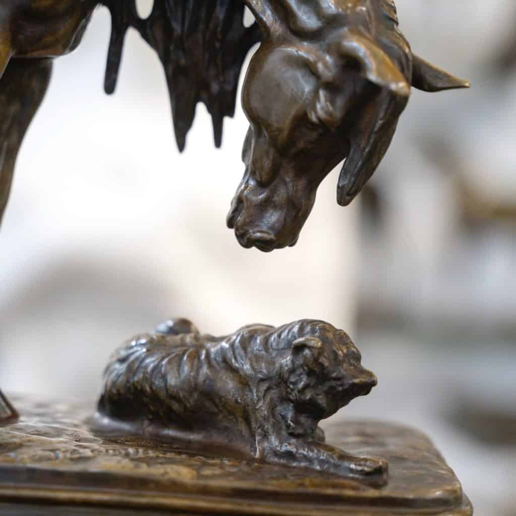 Sculpture – Cheval Et Chien À L’Écurie , Henri – Alfred Jacquemart (1824-1896) – Bronze 7