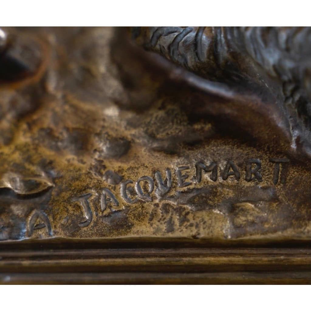 Sculpture – Cheval Et Chien À L’Écurie , Henri – Alfred Jacquemart (1824-1896) – Bronze 12