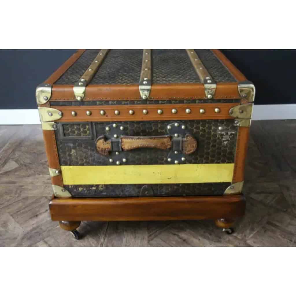 Malle Moynat des années 1930, avec motif M, Malle de voyage Moynat de 90 cm, Malle Moynat 7