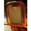 Cadre photo en verre de Murano torsadé ambré orange. 21