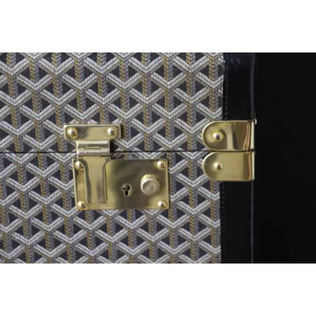 Valise ou malle Goyard en toile à chevrons de 80 cm 7