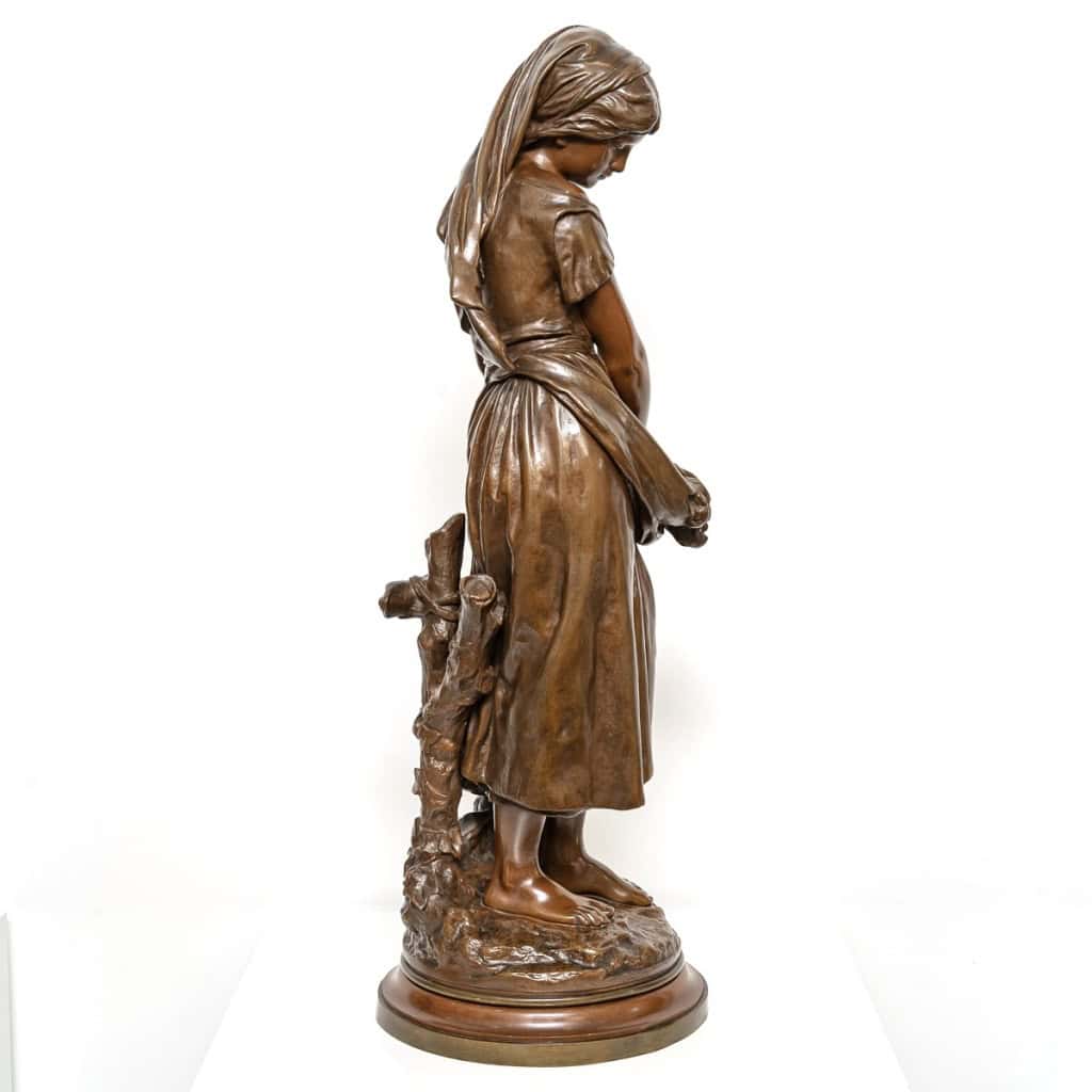 Sculpture – Jeune Fille à La Gerbe De Blé , Mathurin Moreau (1822-1912) – Bronze 7