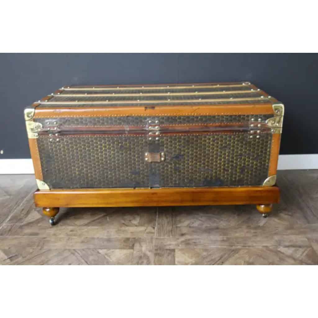 Malle Moynat des années 1930, avec motif M, Malle de voyage Moynat de 90 cm, Malle Moynat 9