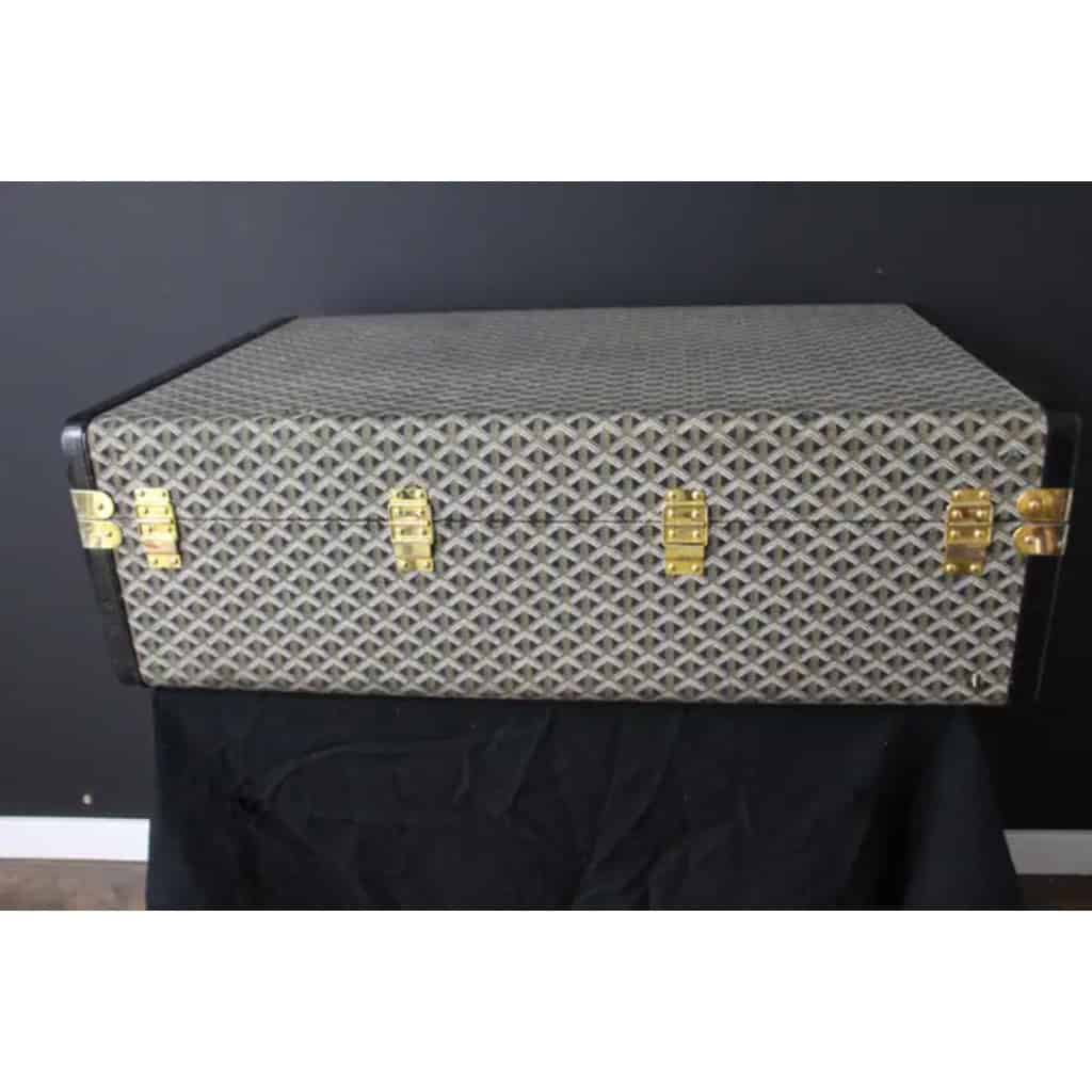 Valise ou malle Goyard en toile à chevrons de 80 cm 9