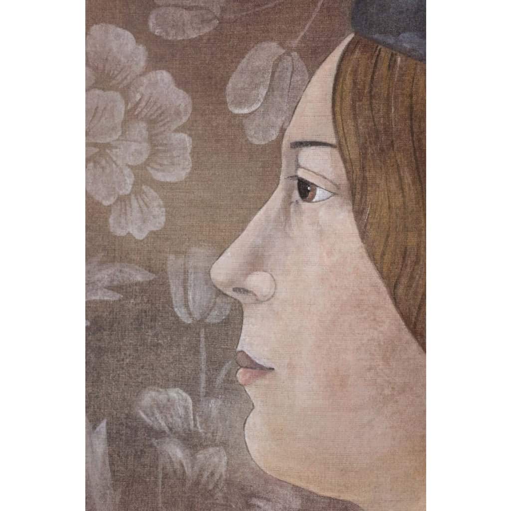 Toile peinte représentant un portrait italien de style Renaissance. LS6335671M 4