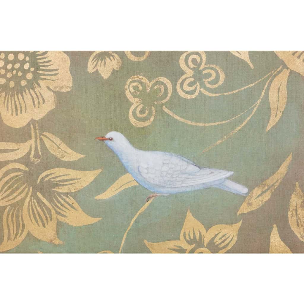 Toile peinte représentant des colombes dans des feuillages. LS63311089P 4