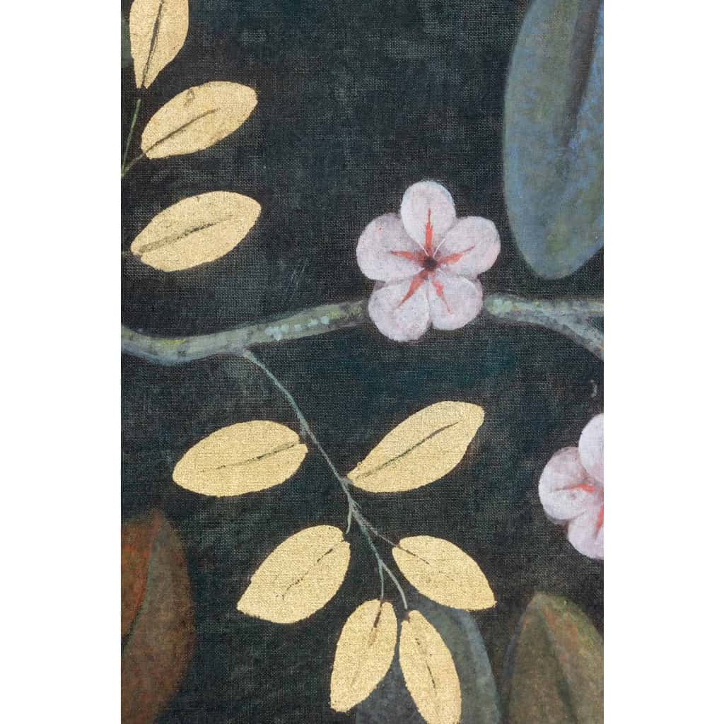 Toile peinte représentant un oiseau dans un décor floral. Contemporain. LS6334675T 8