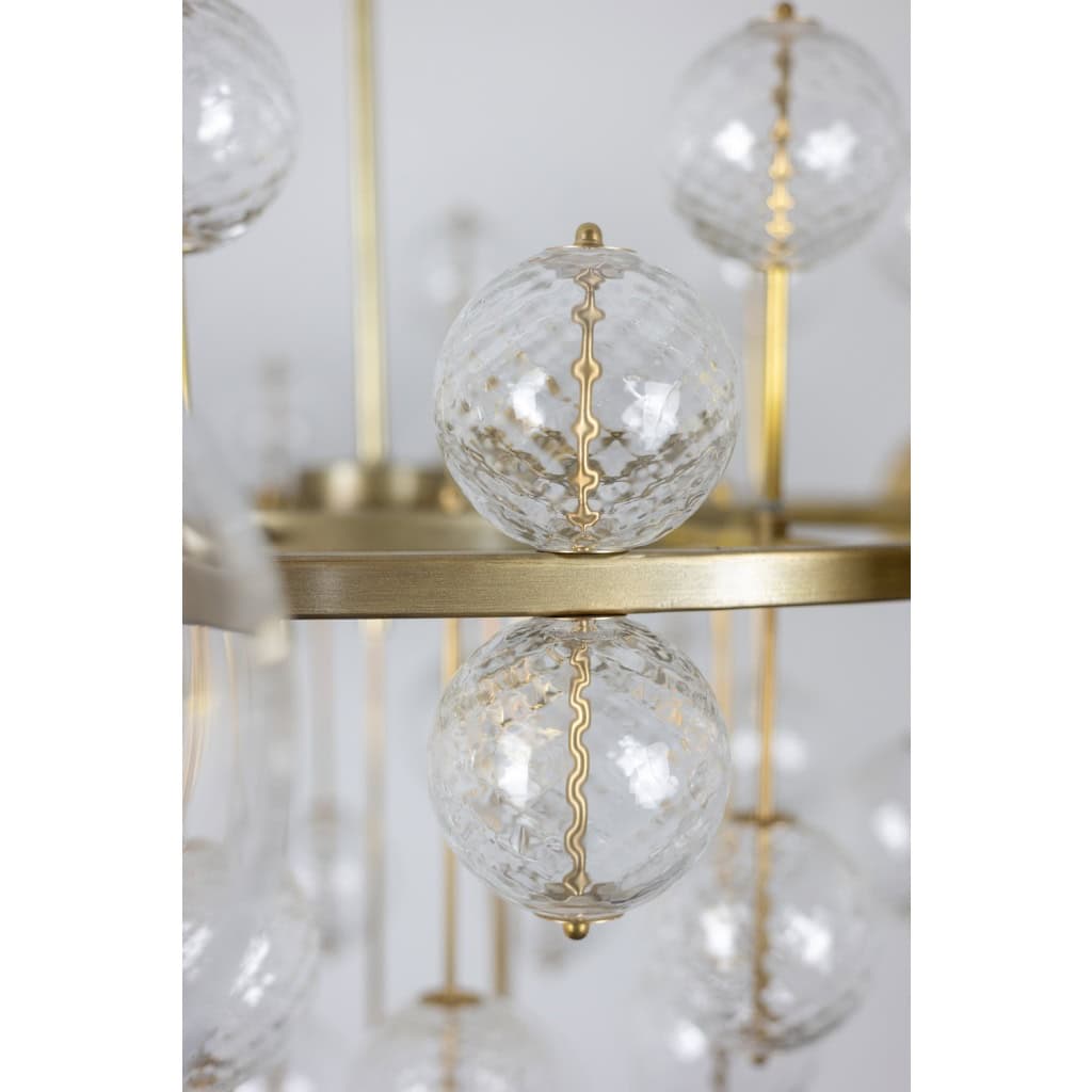 Grand lustre en laiton doré et boules décoratives. Années 1970. LS62621809P 5