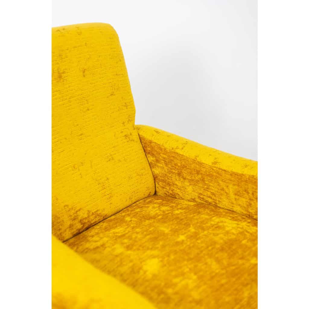 Marco Zanuso pour Artflex. Fauteuils jaune et en laiton doré. Années 1950.LS64333009I 6