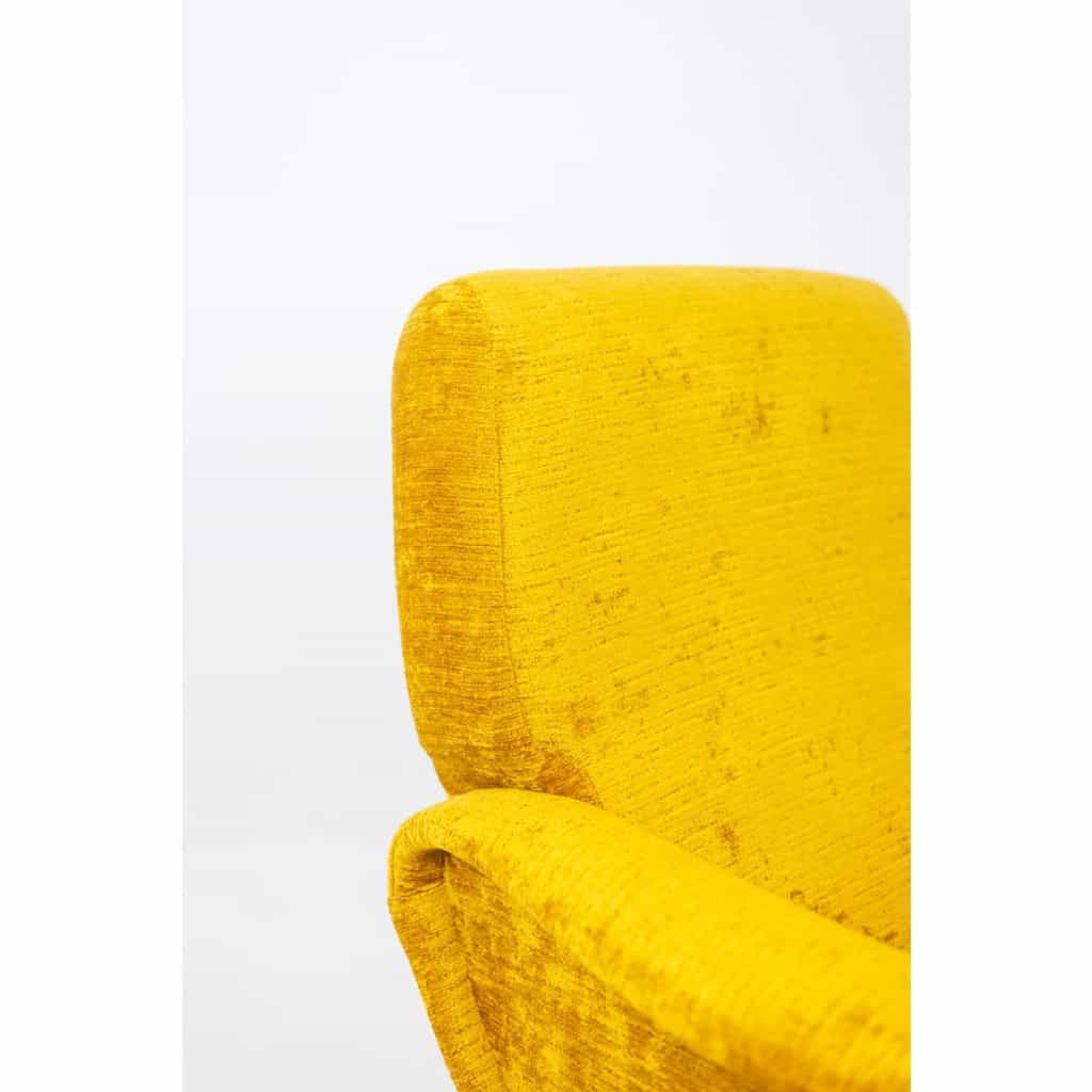 Marco Zanuso pour Artflex. Fauteuils jaune et en laiton doré. Années 1950.LS64333009I 14