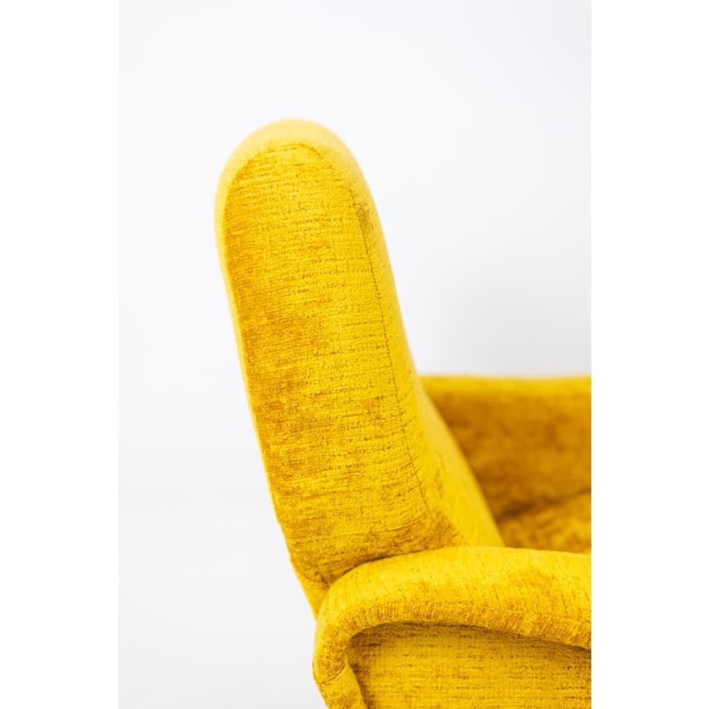 Marco Zanuso pour Artflex. Fauteuils jaune et en laiton doré. Années 1950.LS64333009I 13
