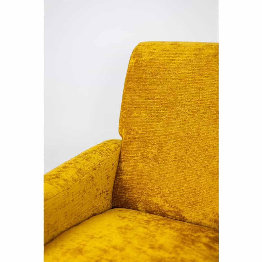 Marco Zanuso pour Artflex. Fauteuils jaune et en laiton doré. Années 1950.LS64333009I 9