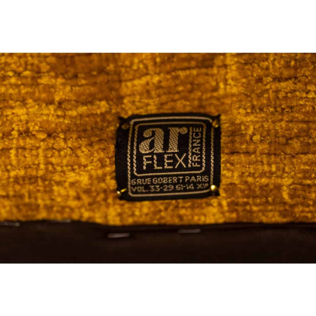 Marco Zanuso pour Artflex. Fauteuils jaune et en laiton doré. Années 1950.LS64333009I 8