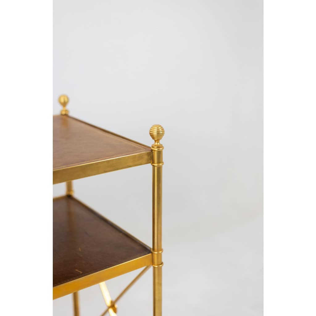 Maison Jansen. Console en laiton doré et cuir fauve. Années 1970.LS64292509I 7