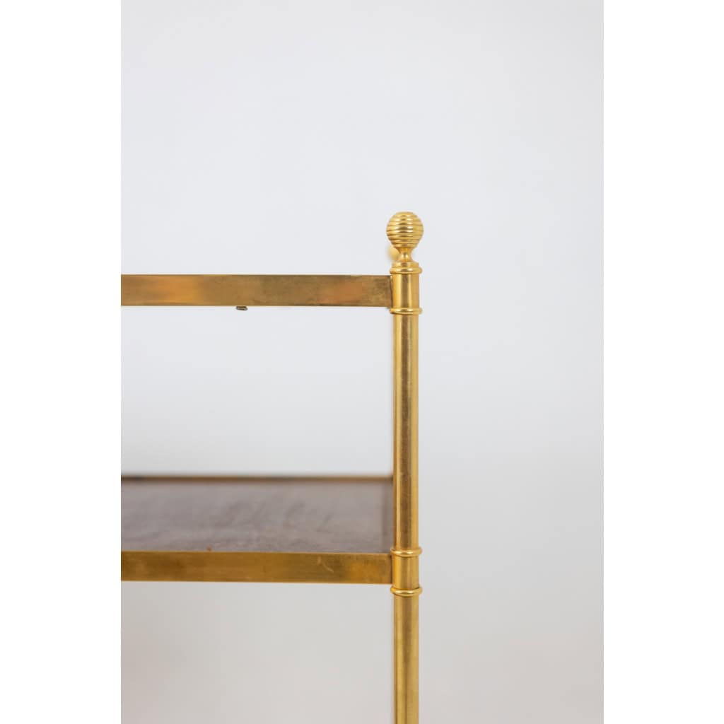 Maison Jansen. Console en laiton doré et cuir fauve. Années 1970.LS64292509I 8