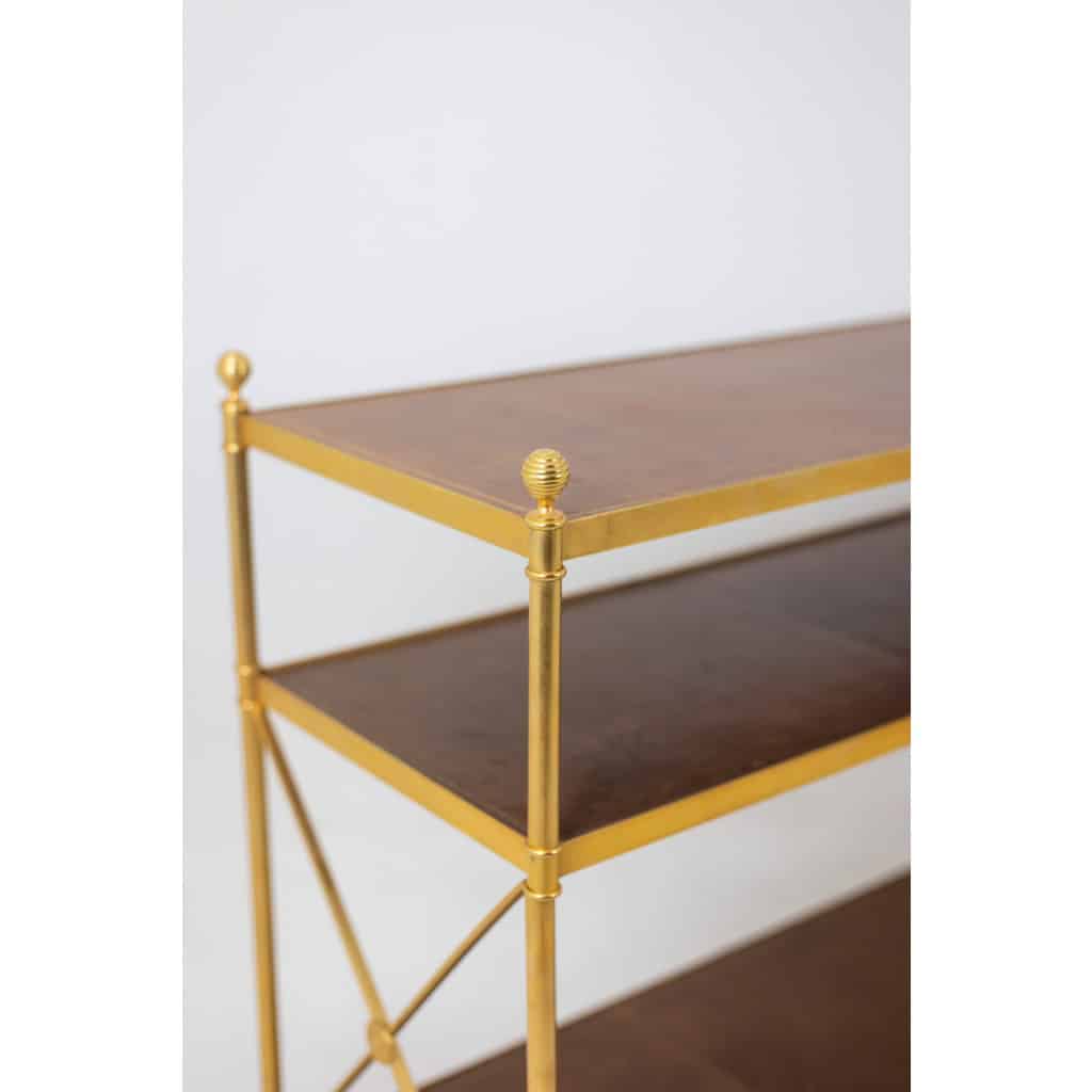 Maison Jansen. Console en laiton doré et cuir fauve. Années 1970.LS64292509I 10