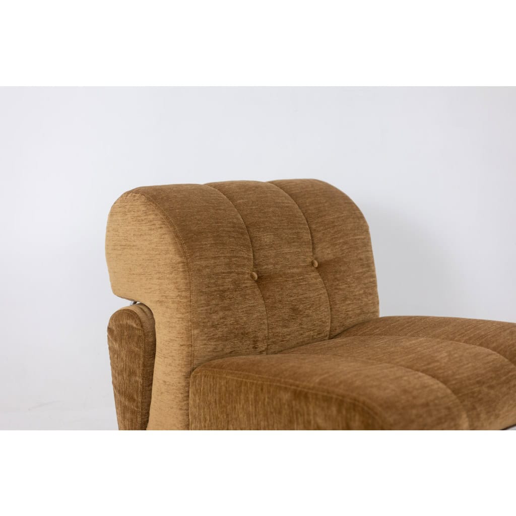 Paire de fauteuils de salon en métal chromé et tissu. Années 1970. LS63491700/23400/4B 9