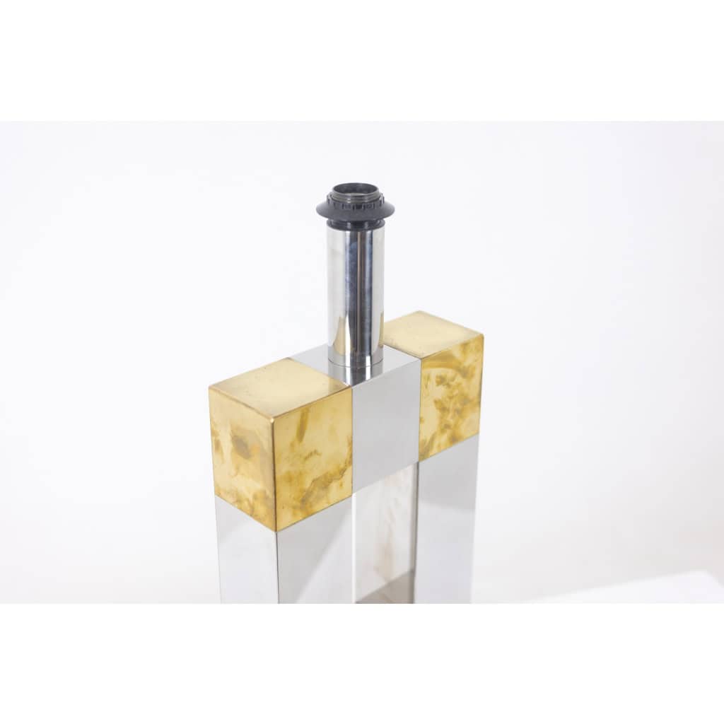 Lampe géométrique en métal argenté et doré. Années 1970. LS5792407U 12