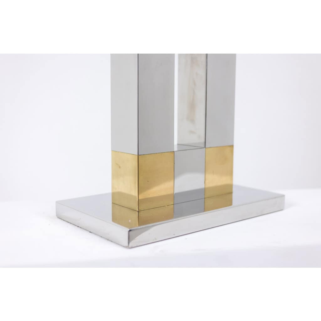 Lampe géométrique en métal argenté et doré. Années 1970. LS5792407U 13