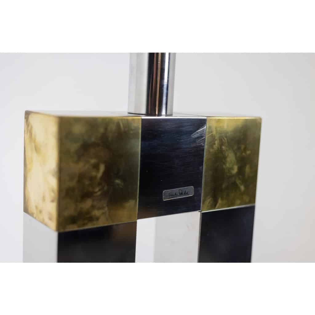 Lampe géométrique en métal argenté et doré. Années 1970. LS5792407U 14
