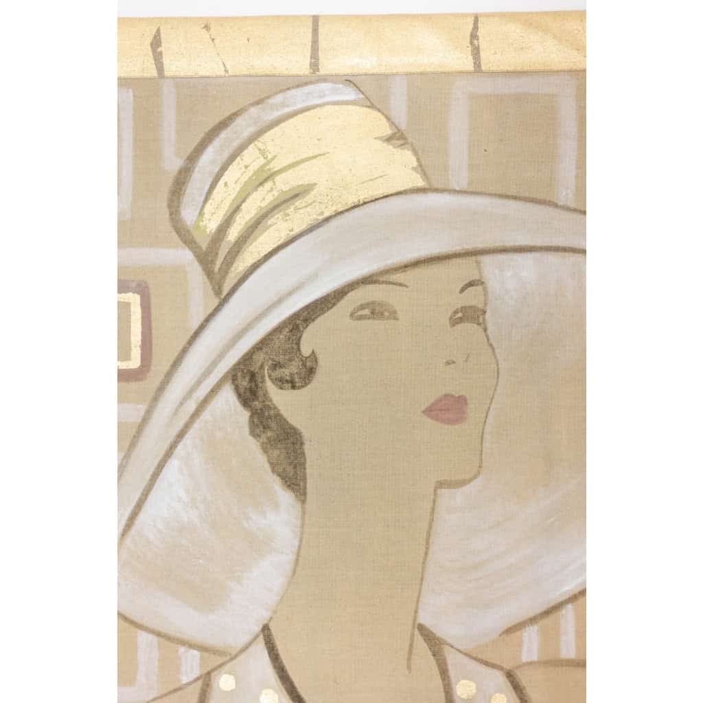 Toile peinte représentant une élégante des années 1950. Contemporain. LS6135675T 5