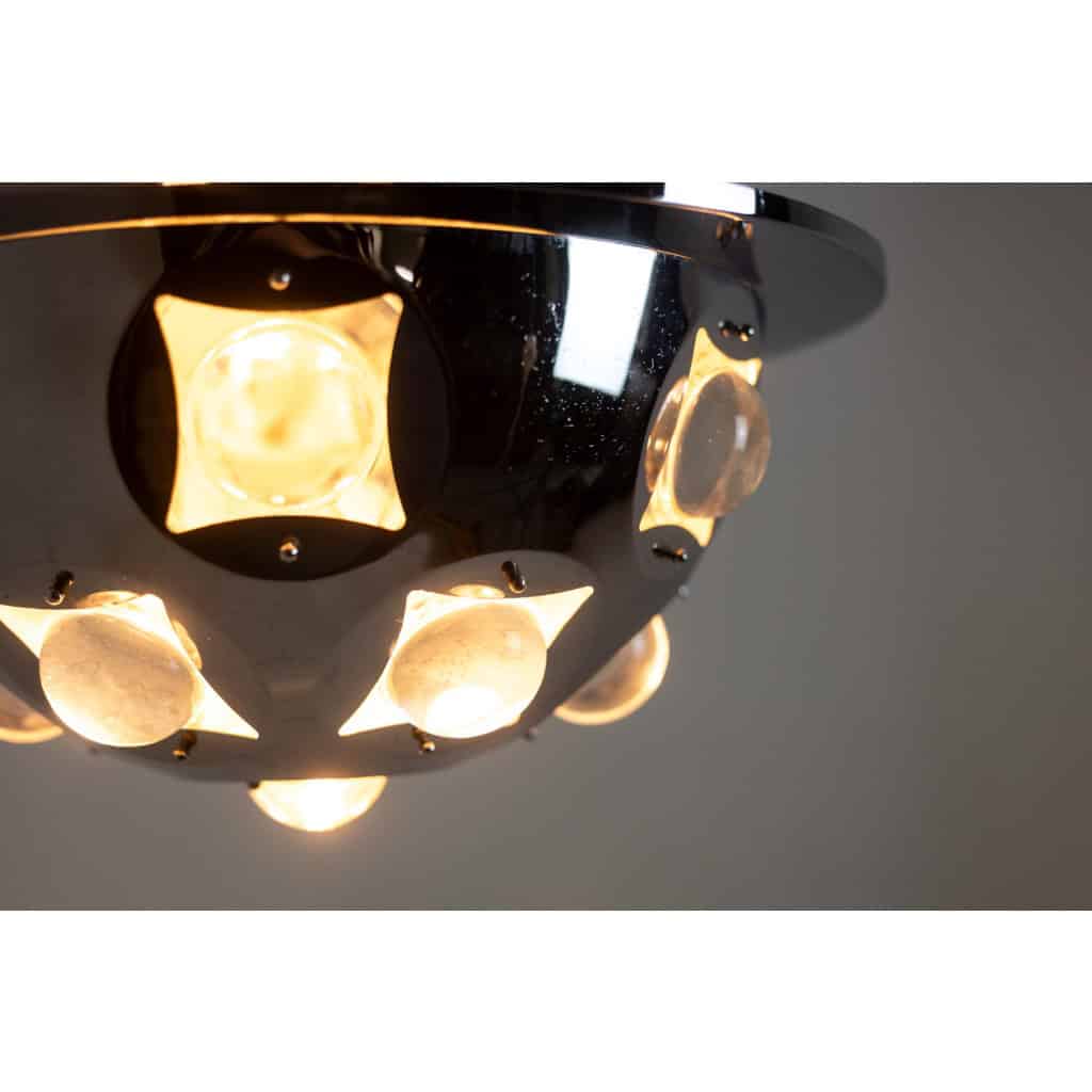 Oscar Torlasco. Lustre « satellite » en métal chromé. Années 1970. LS6354918G 7