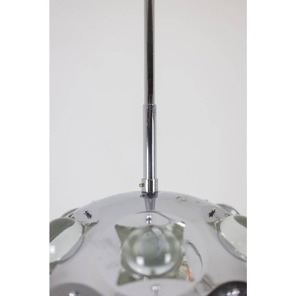 Oscar Torlasco. Lustre « satellite » en métal chromé. Années 1970. LS6354918G 11
