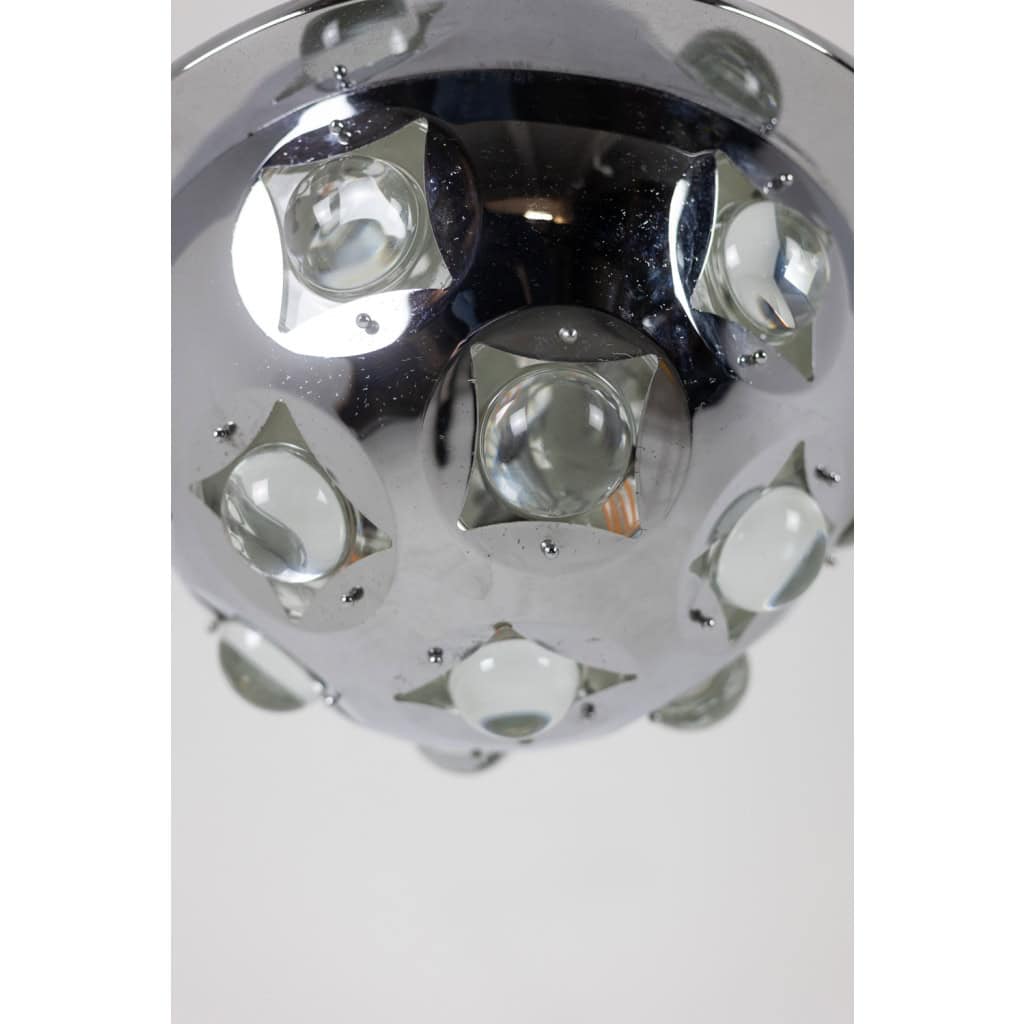 Oscar Torlasco. Lustre « satellite » en métal chromé. Années 1970. LS6354918G 13