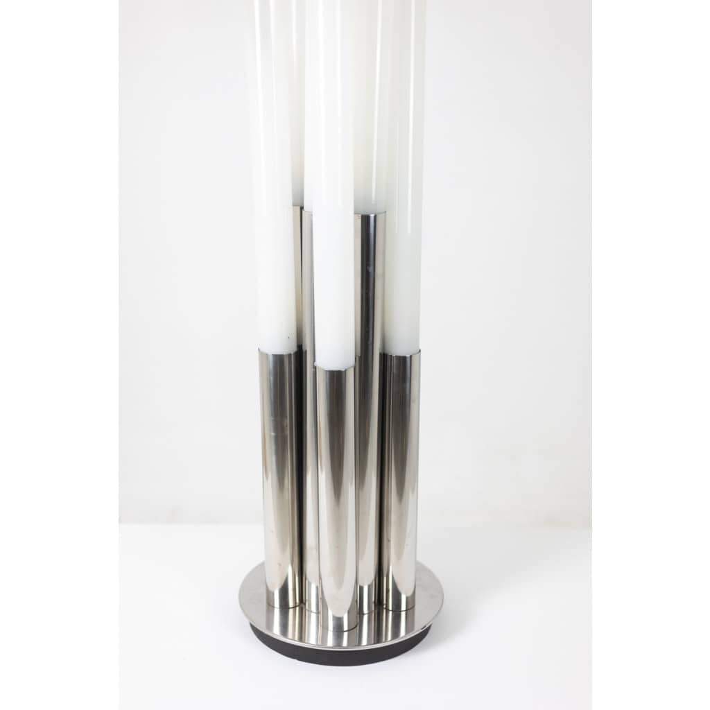 Lampe de pied ou lampadaire « Orgue » en verre opalescent. Circa 1970.LS6363889F 11