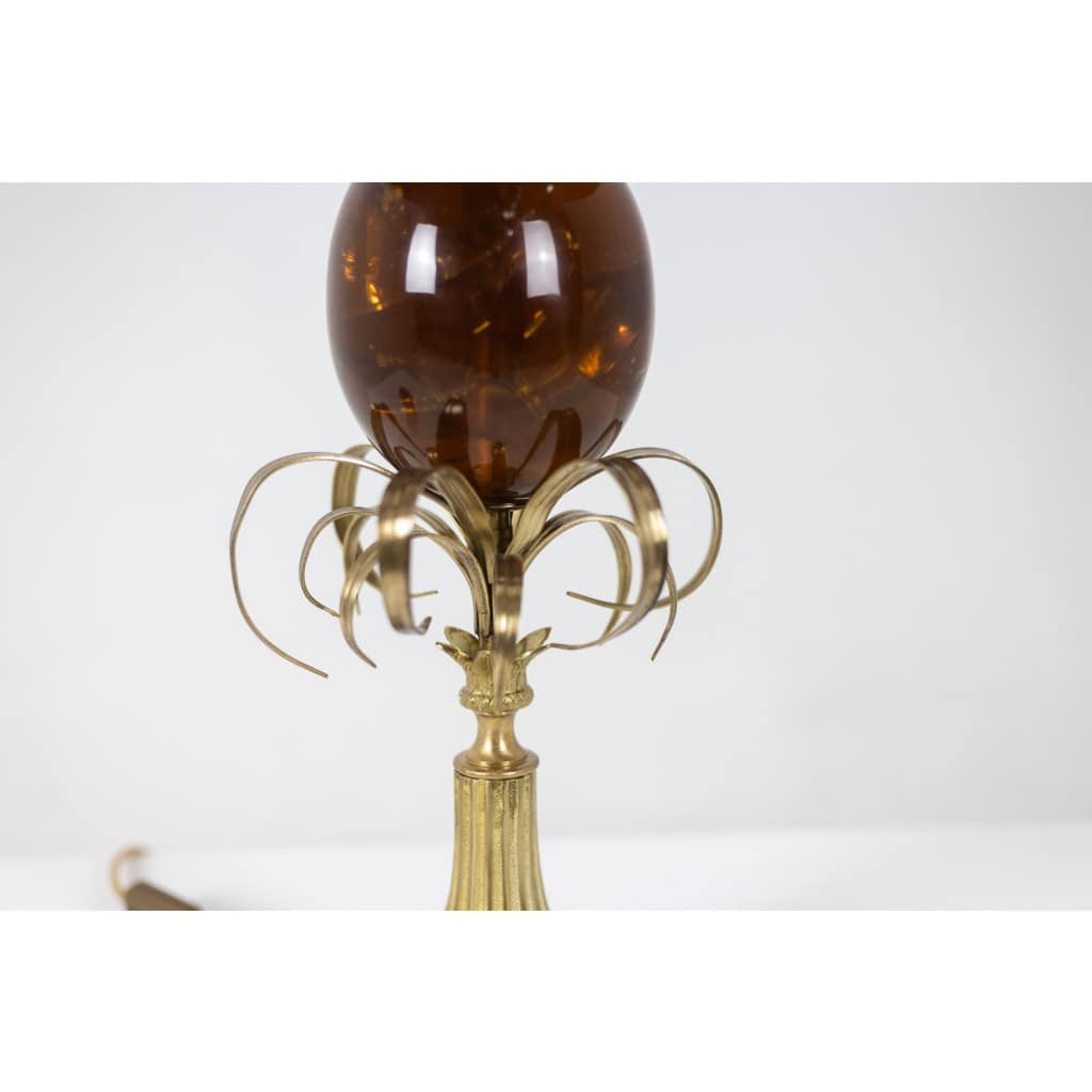 Maison Charles. Lampe « Oeuf » en résine fractale et bronze. Circa 1970. LS6366908Y 6